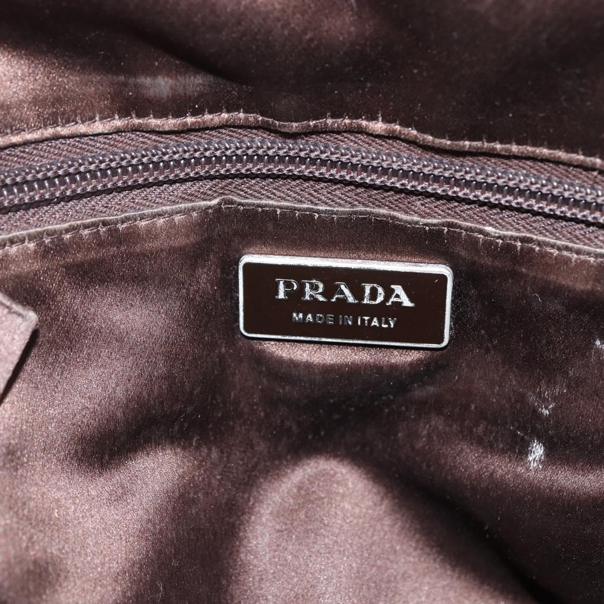 PRADA Hand Bag Canvas Leather Red Brown Auth bs31378