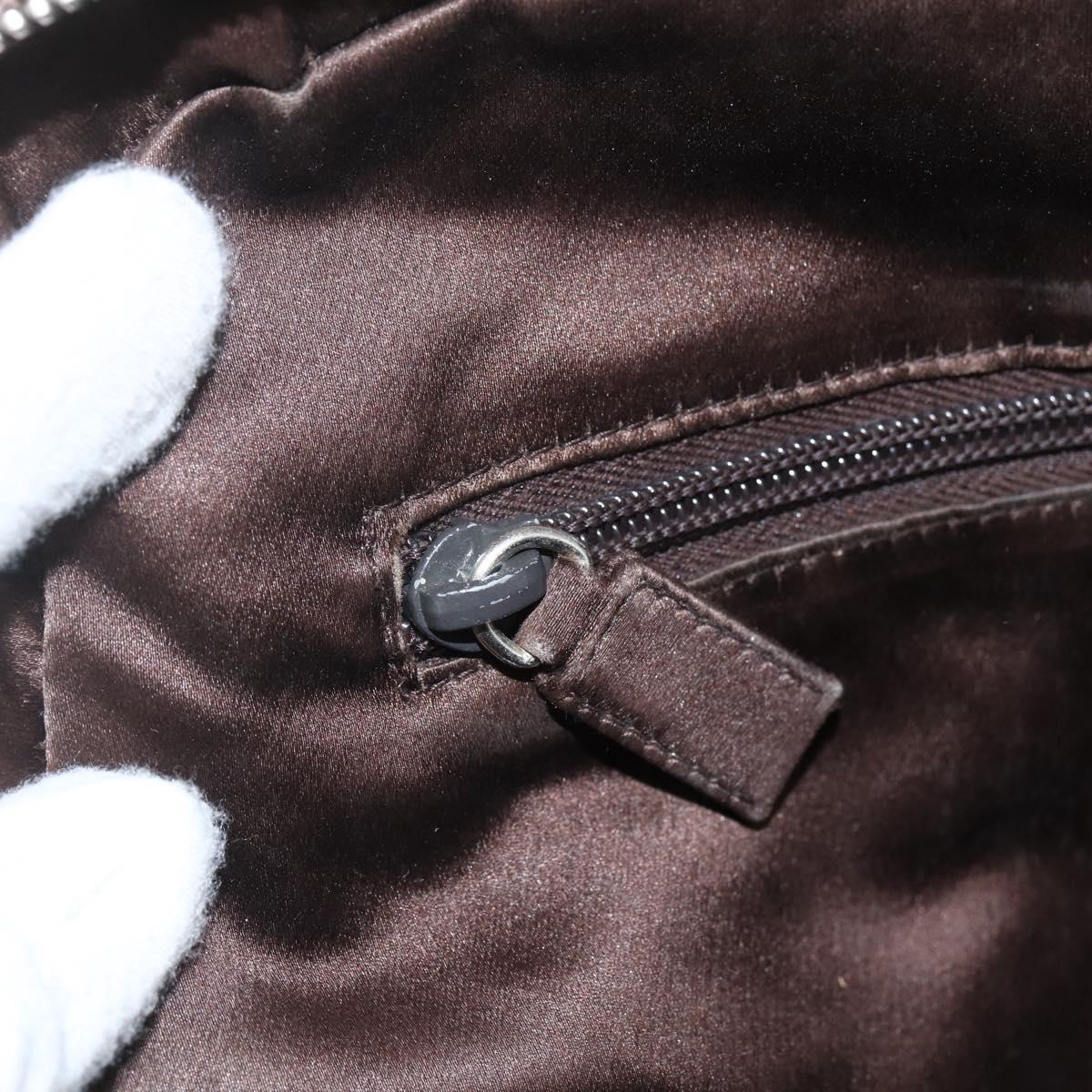 PRADA Hand Bag Canvas Leather Red Brown Auth bs31378