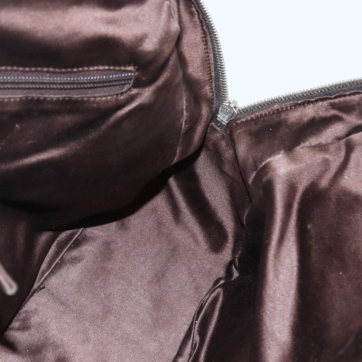 PRADA Hand Bag Canvas Leather Red Brown Auth bs31378