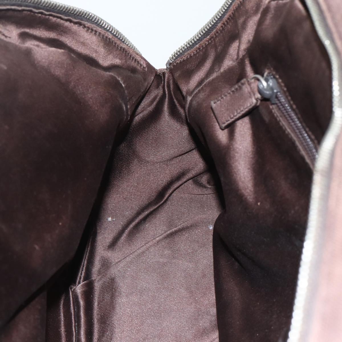 PRADA Hand Bag Canvas Leather Red Brown Auth bs31378