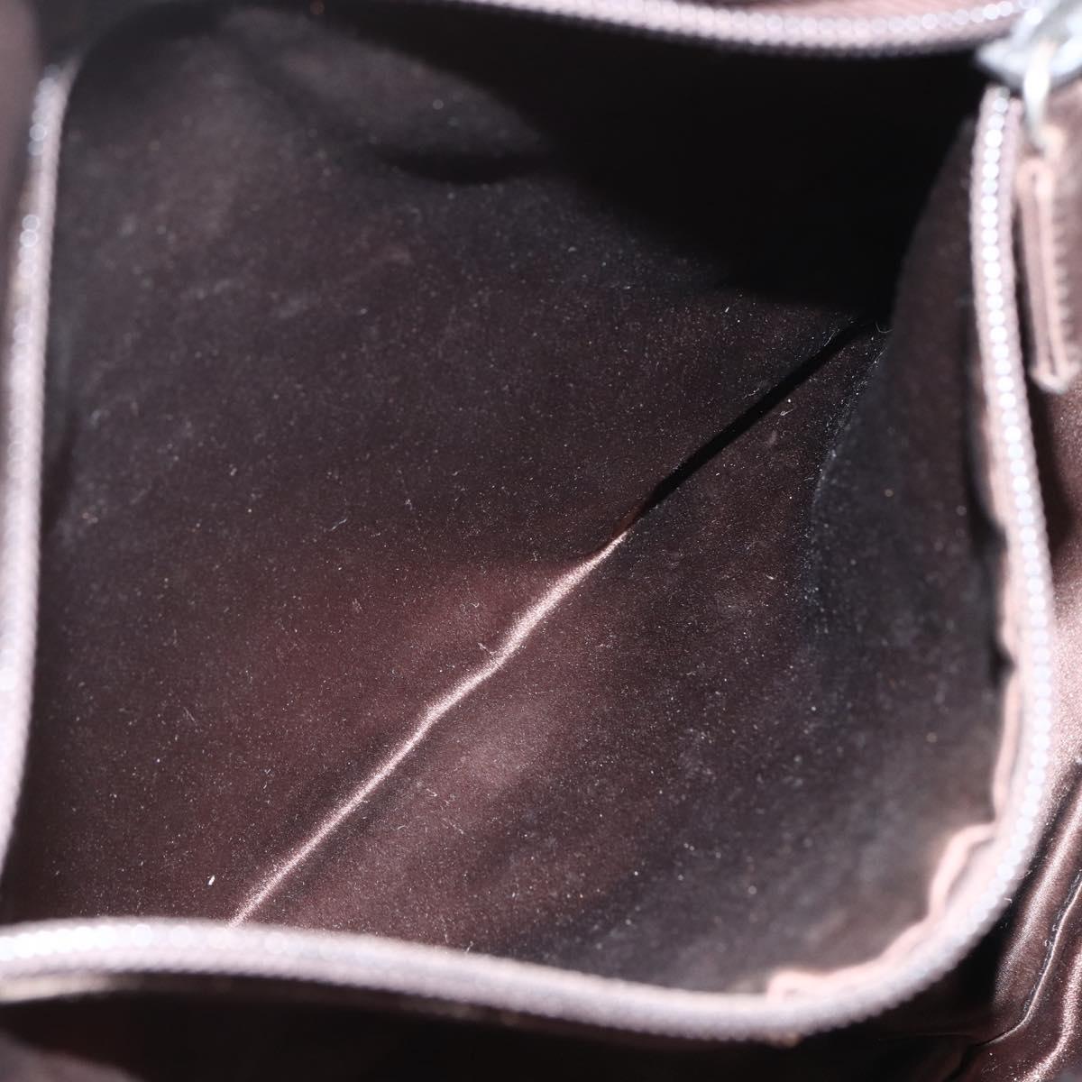 PRADA Hand Bag Canvas Leather Red Brown Auth bs31378