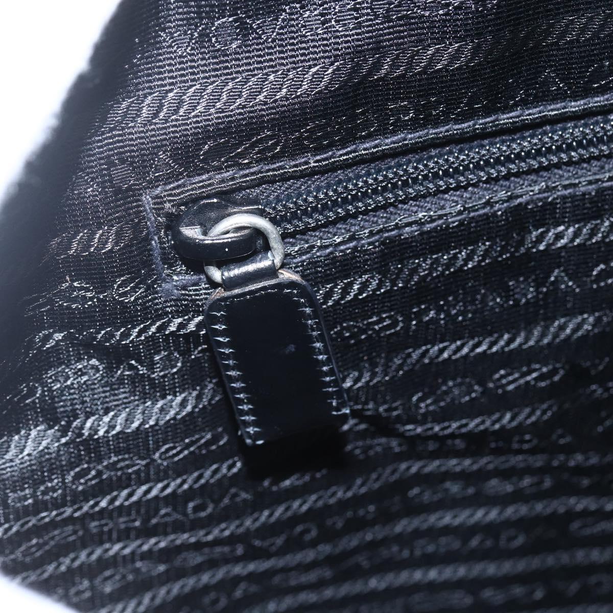 PRADA Hand Bag Enamel Black Silver Auth bs31379