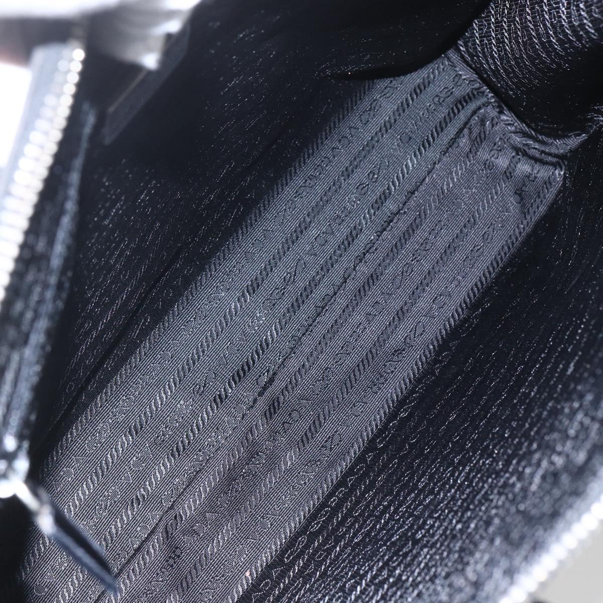 PRADA Hand Bag Enamel Black Silver Auth bs31379