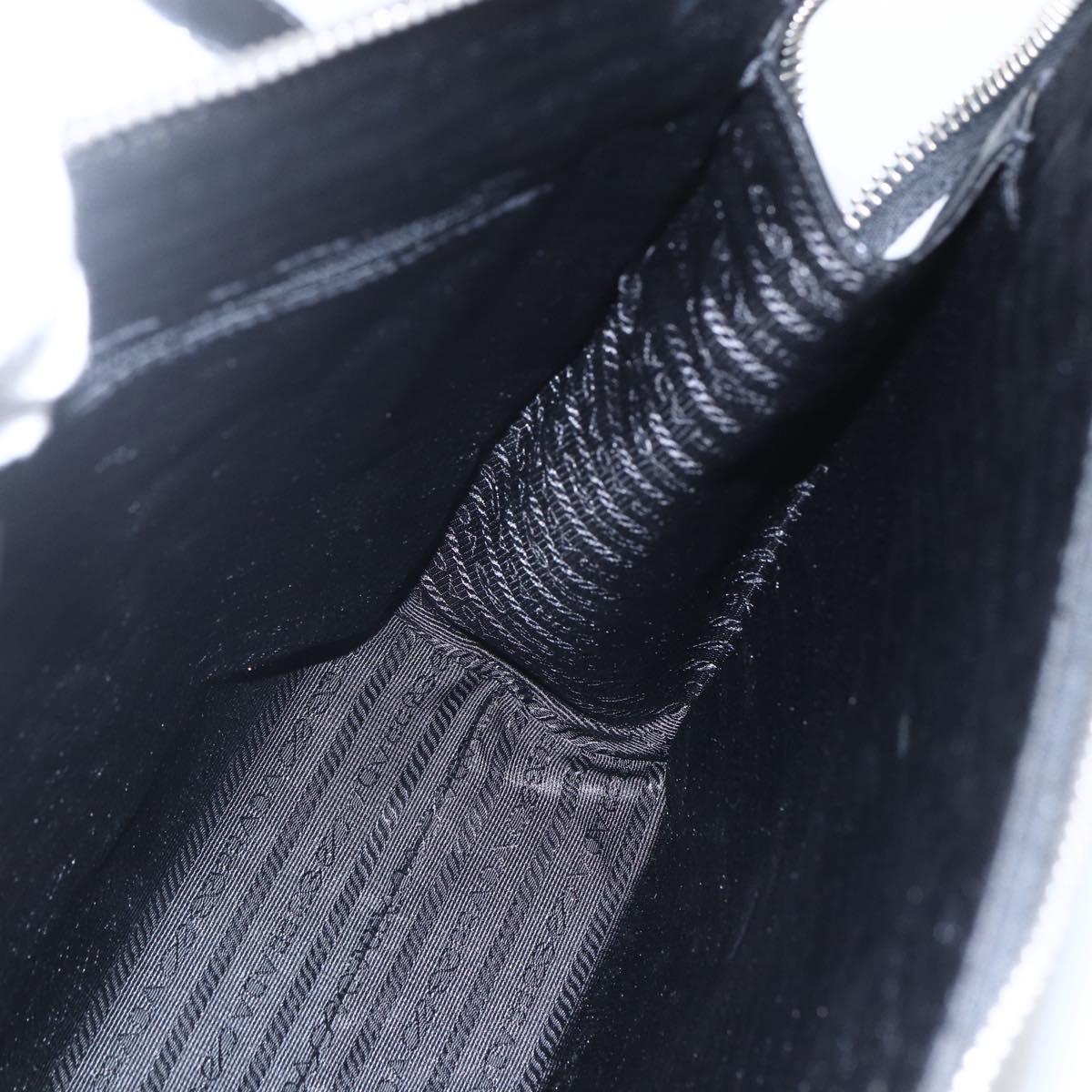 PRADA Hand Bag Enamel Black Silver Auth bs31379