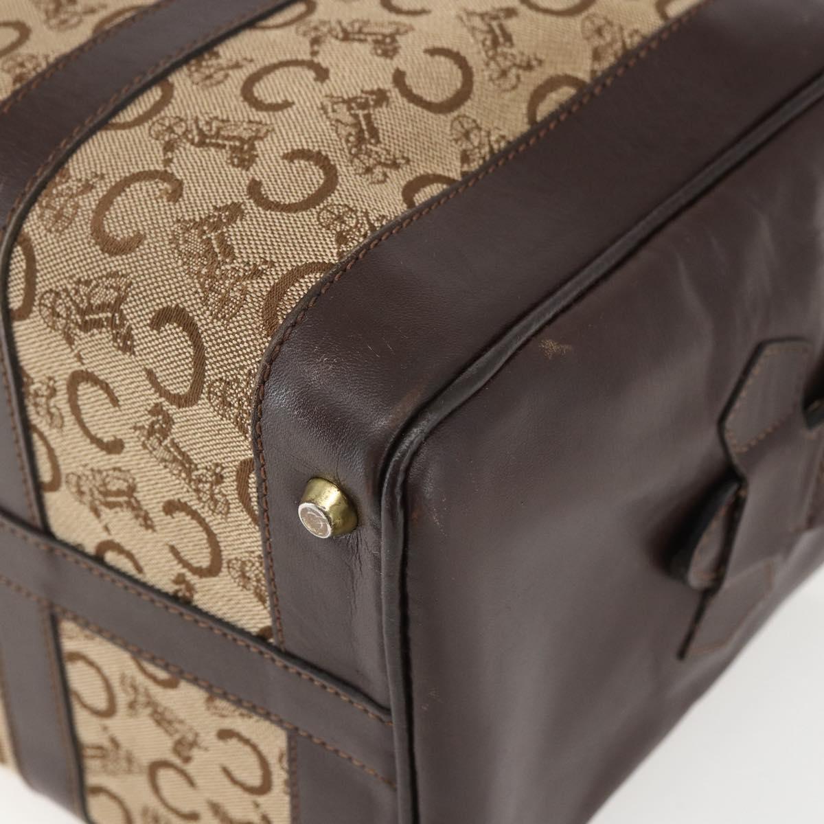 CELINE C Sulky Hand Bag Canvas Brown Gold Auth bs31381