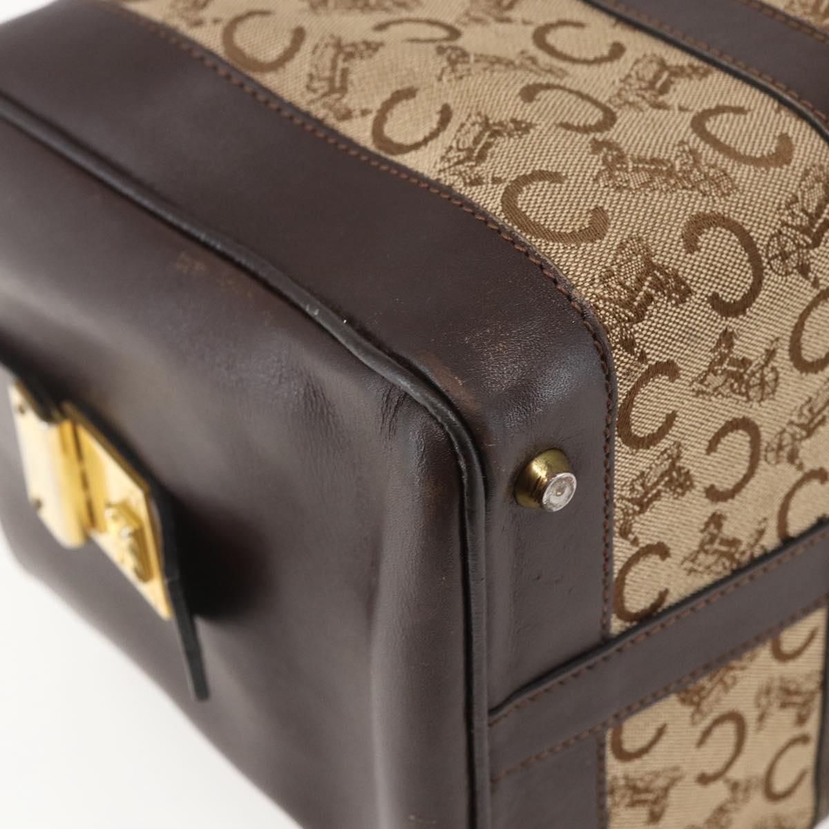 CELINE C Sulky Hand Bag Canvas Brown Gold Auth bs31381
