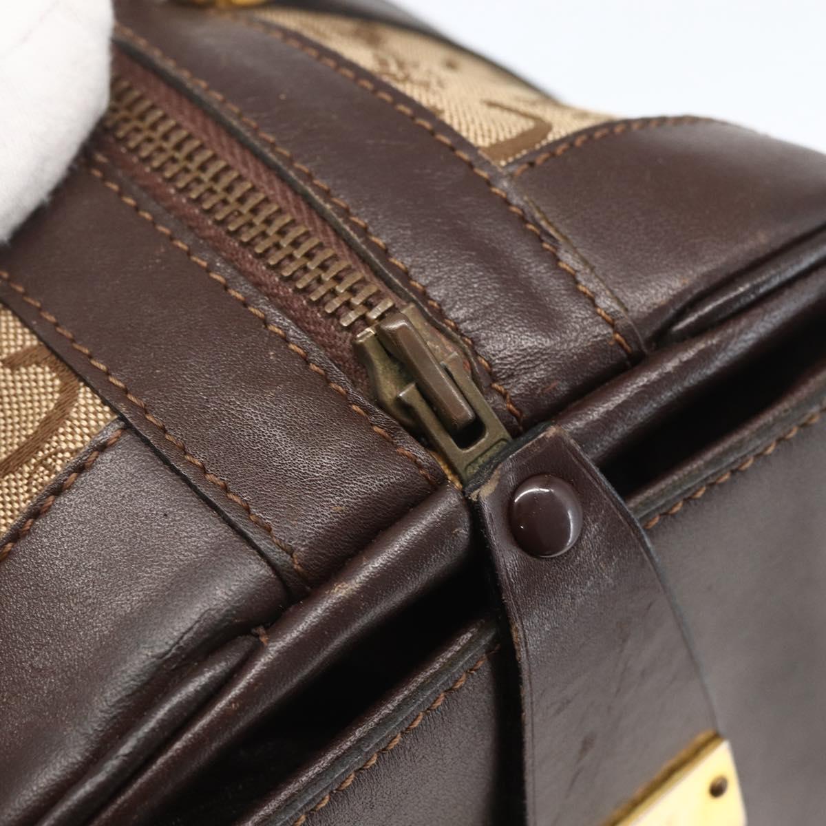 CELINE C Sulky Hand Bag Canvas Brown Gold Auth bs31381