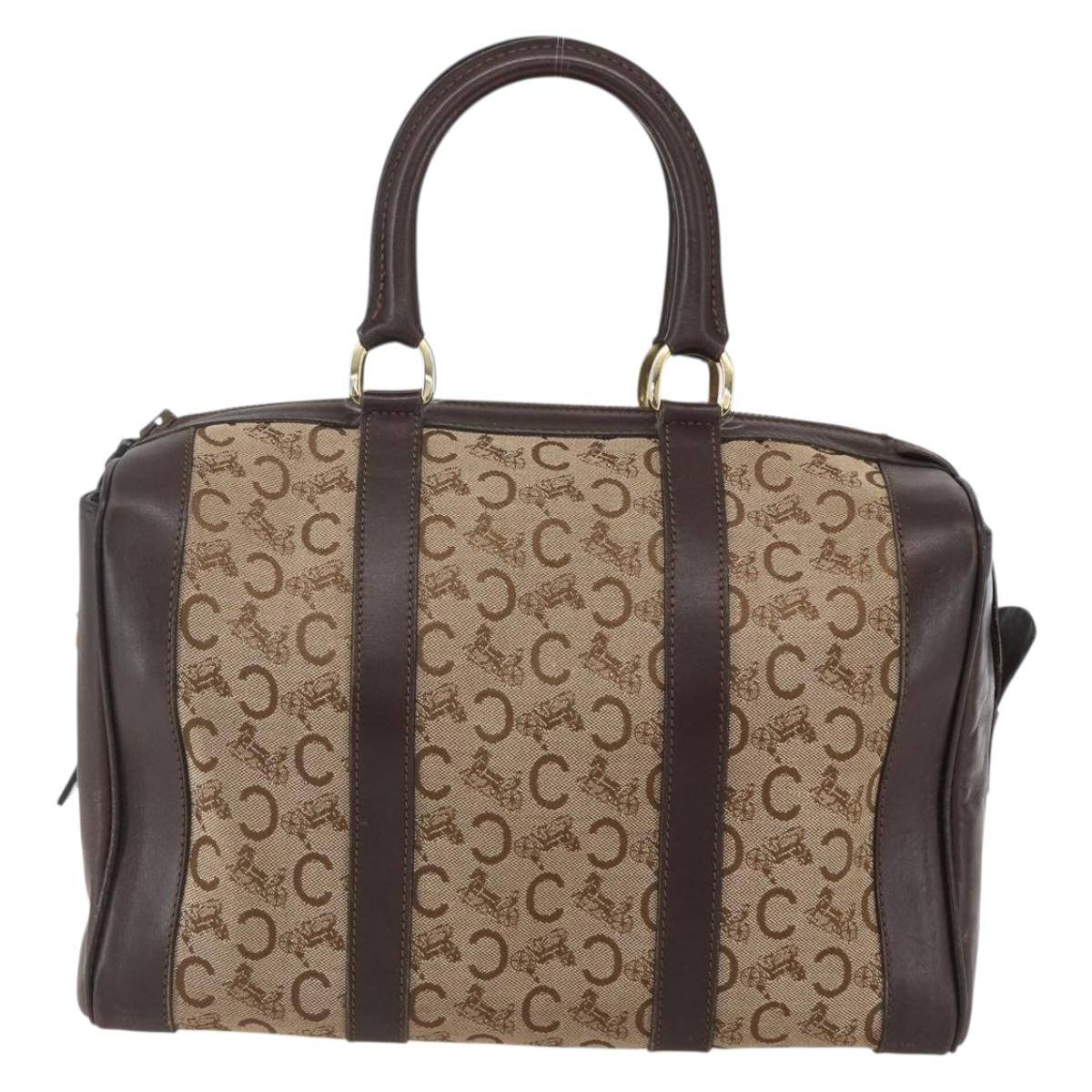 CELINE C Sulky Hand Bag Canvas Brown Gold Auth bs31381