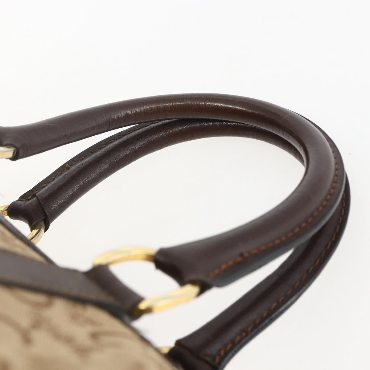 CELINE C Sulky Hand Bag Canvas Brown Gold Auth bs31381