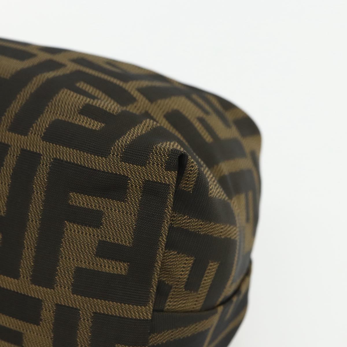 FENDI Zucca Canvas Hand Bag Black Brown Auth bs31382