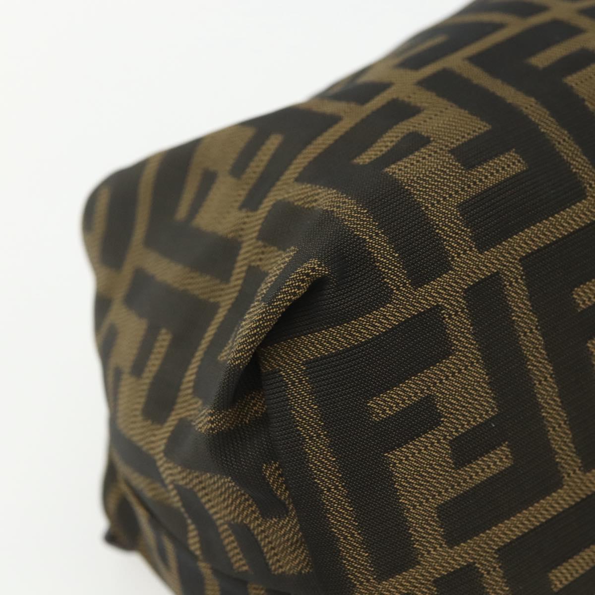 FENDI Zucca Canvas Hand Bag Black Brown Auth bs31382