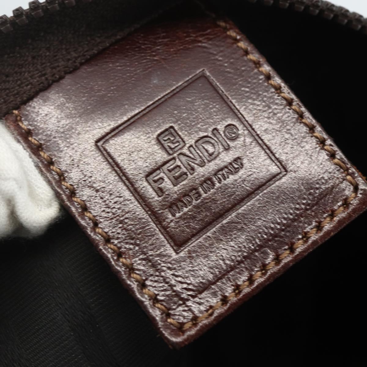 FENDI Zucca Canvas Hand Bag Black Brown Auth bs31382