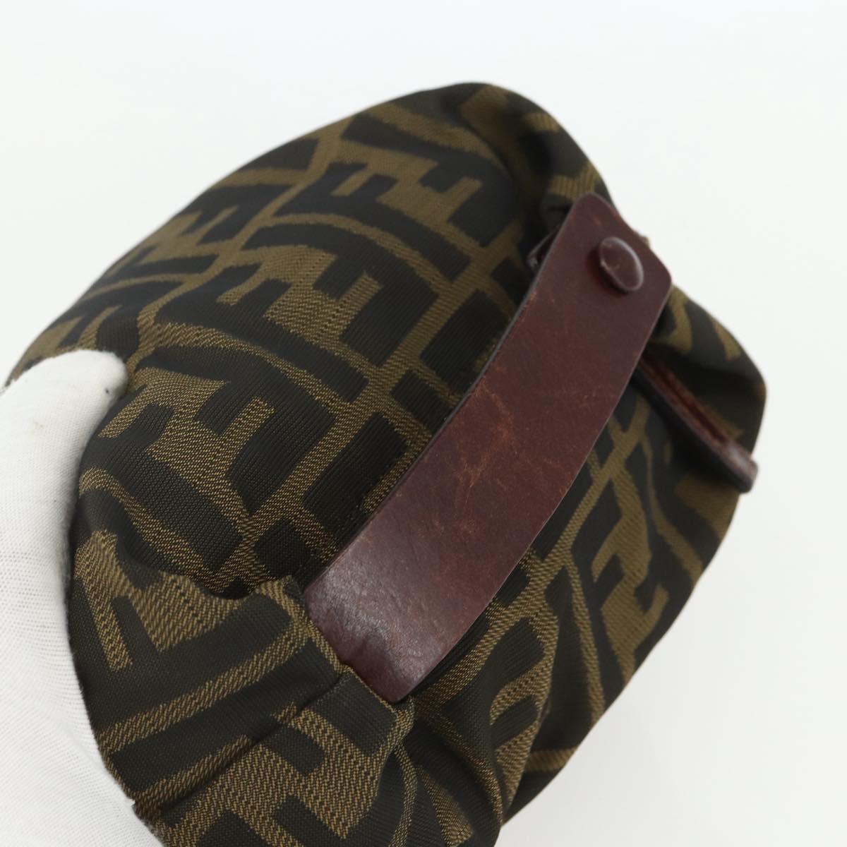 FENDI Zucca Canvas Hand Bag Black Brown Auth bs31382