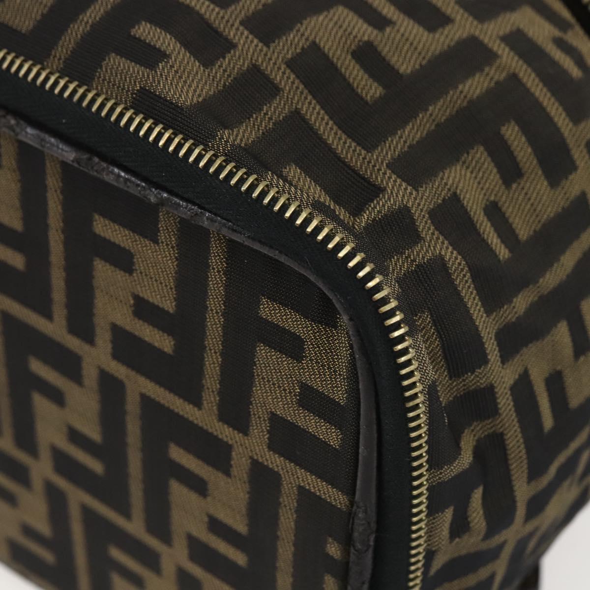 FENDI Zucca Canvas Vanity Hand Bag Black Brown Auth bs31383