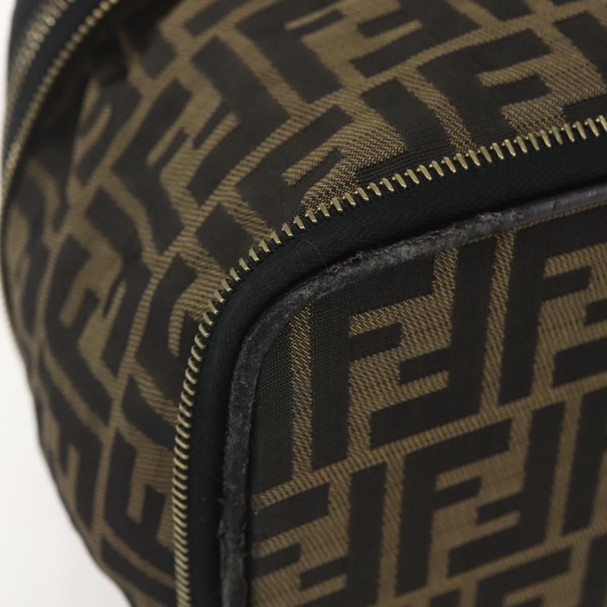 FENDI Zucca Canvas Vanity Hand Bag Black Brown Auth bs31383