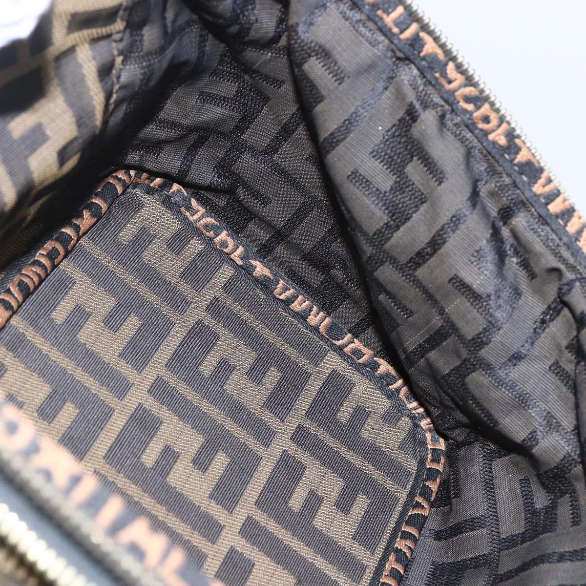 FENDI Zucca Canvas Vanity Hand Bag Black Brown Auth bs31383