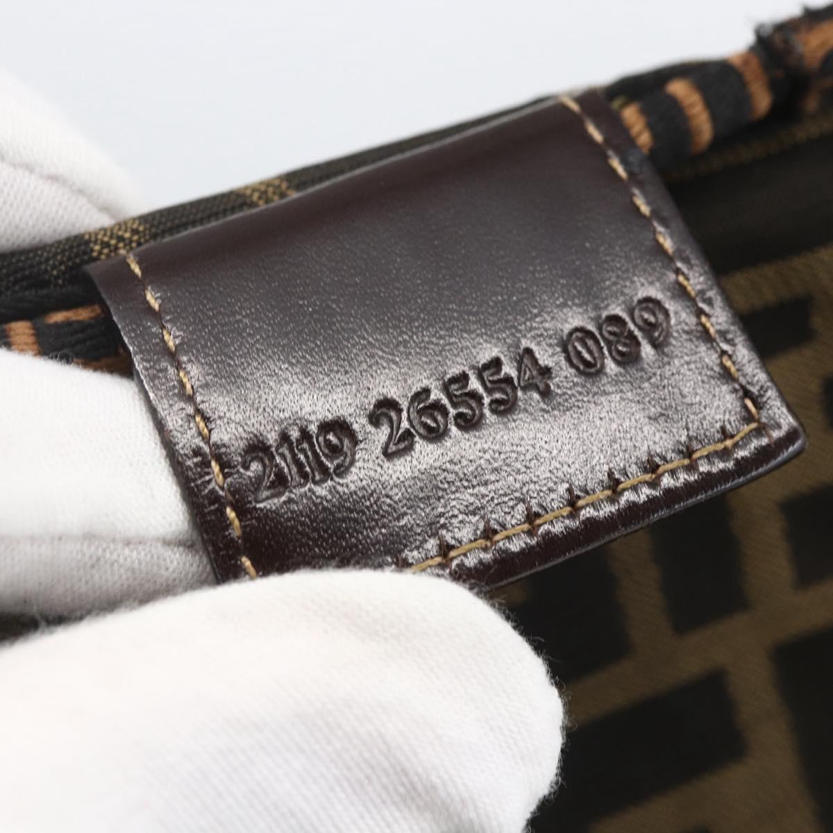 FENDI Zucca Canvas Vanity Hand Bag Black Brown Auth bs31383