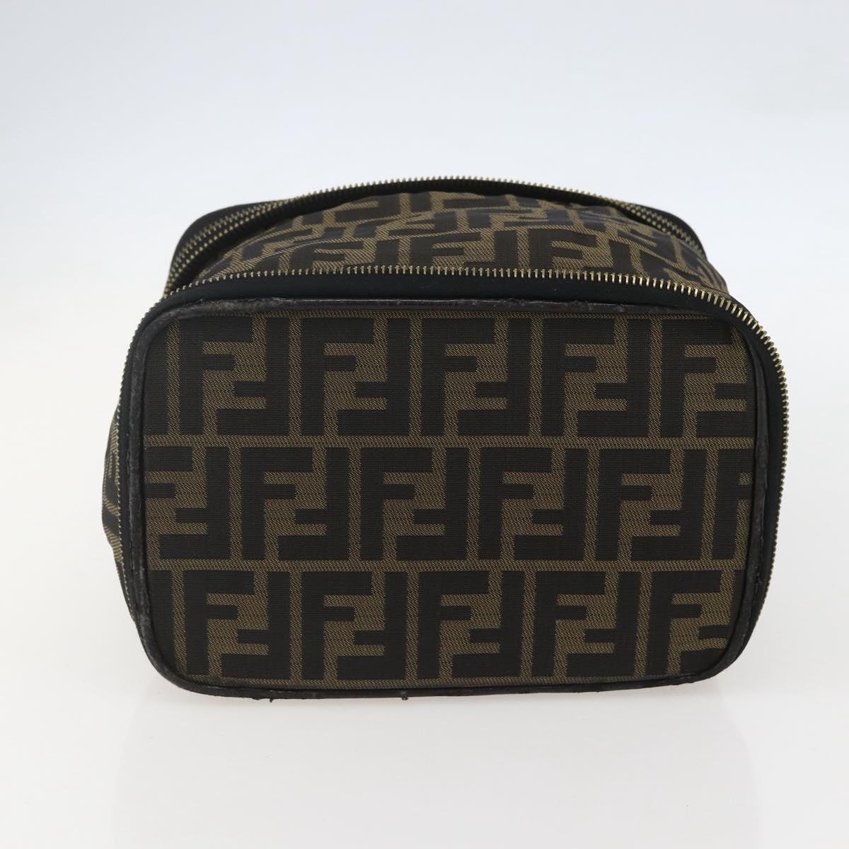 FENDI Zucca Canvas Vanity Hand Bag Black Brown Auth bs31383