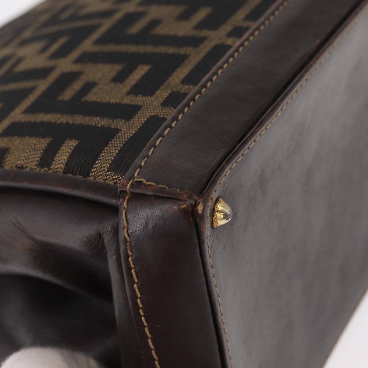 FENDI Zucca Canvas Hand Bag 2way Black Brown Auth bs31384