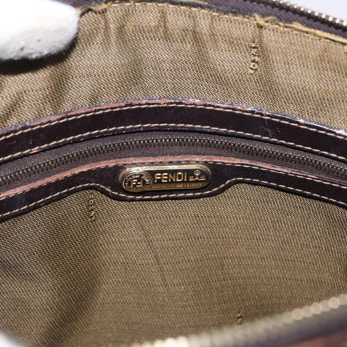 FENDI Zucca Canvas Hand Bag 2way Black Brown Auth bs31384