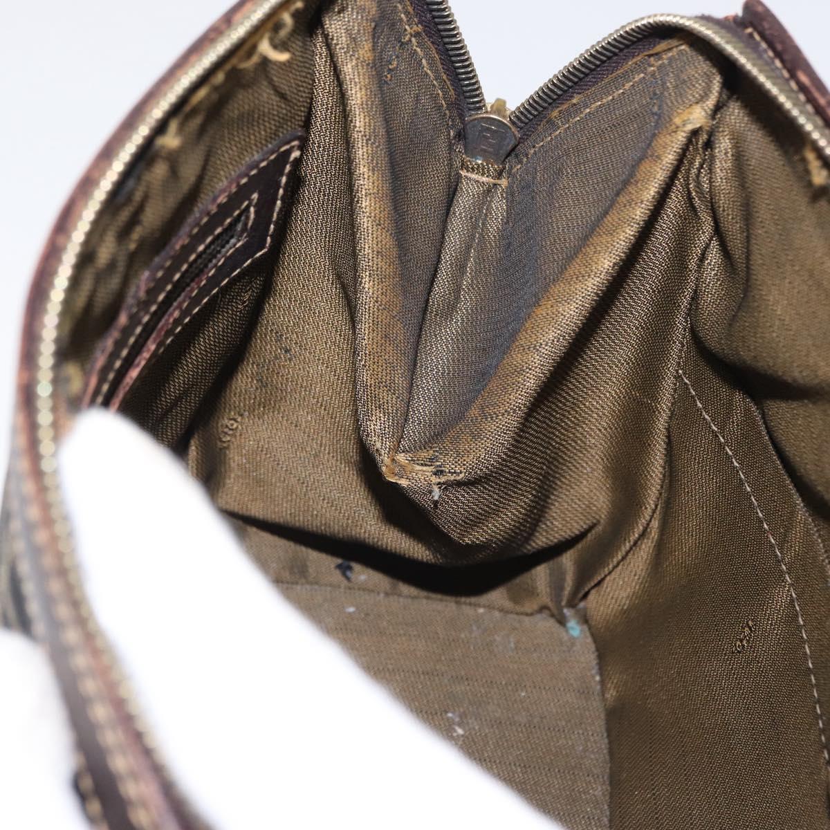 FENDI Zucca Canvas Hand Bag 2way Black Brown Auth bs31384