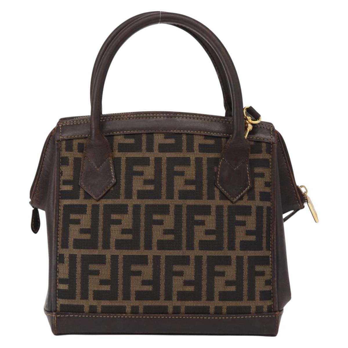 FENDI Zucca Canvas Hand Bag 2way Black Brown Auth bs31384