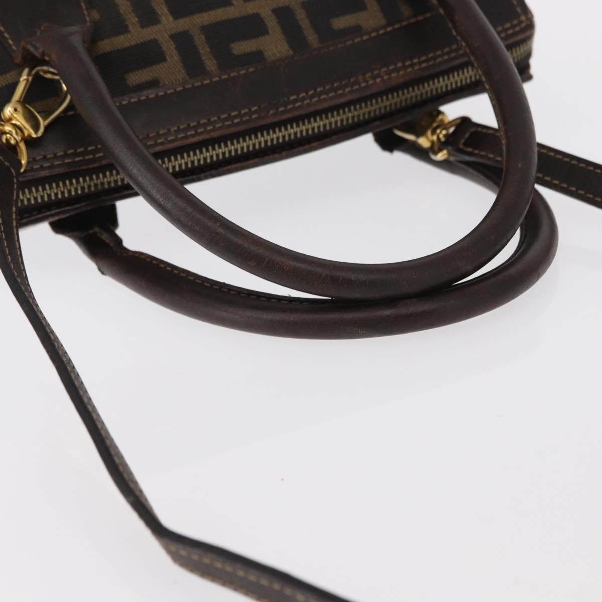 FENDI Zucca Canvas Hand Bag 2way Black Brown Auth bs31384