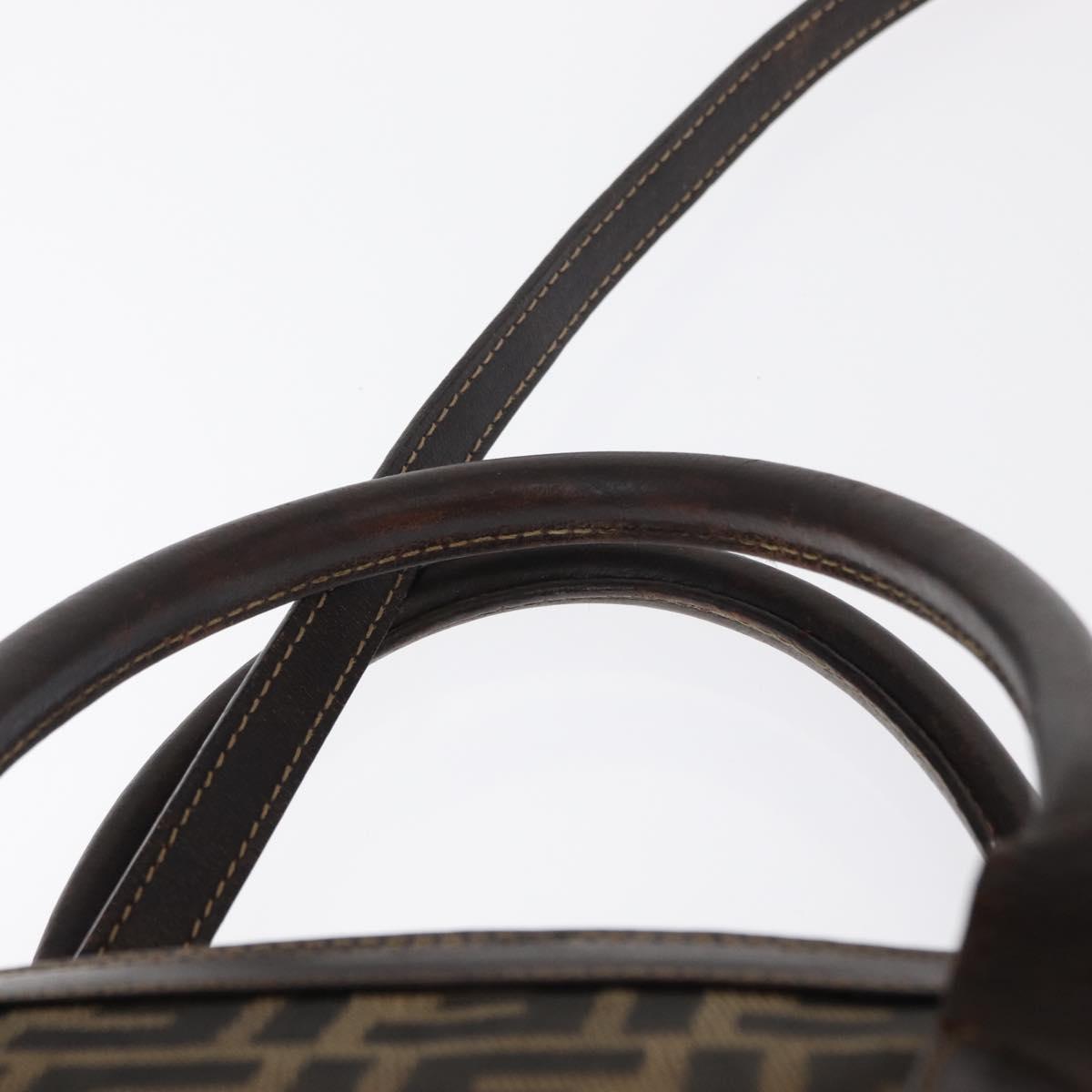 FENDI Zucca Canvas Hand Bag 2way Black Brown Auth bs31384