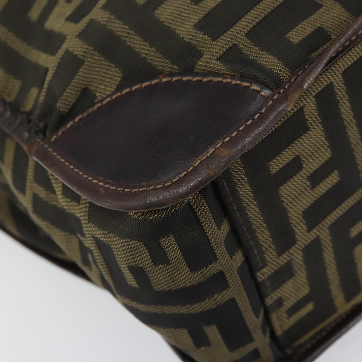 FENDI Zucca Canvas Tote Bag Black Brown Auth bs31385