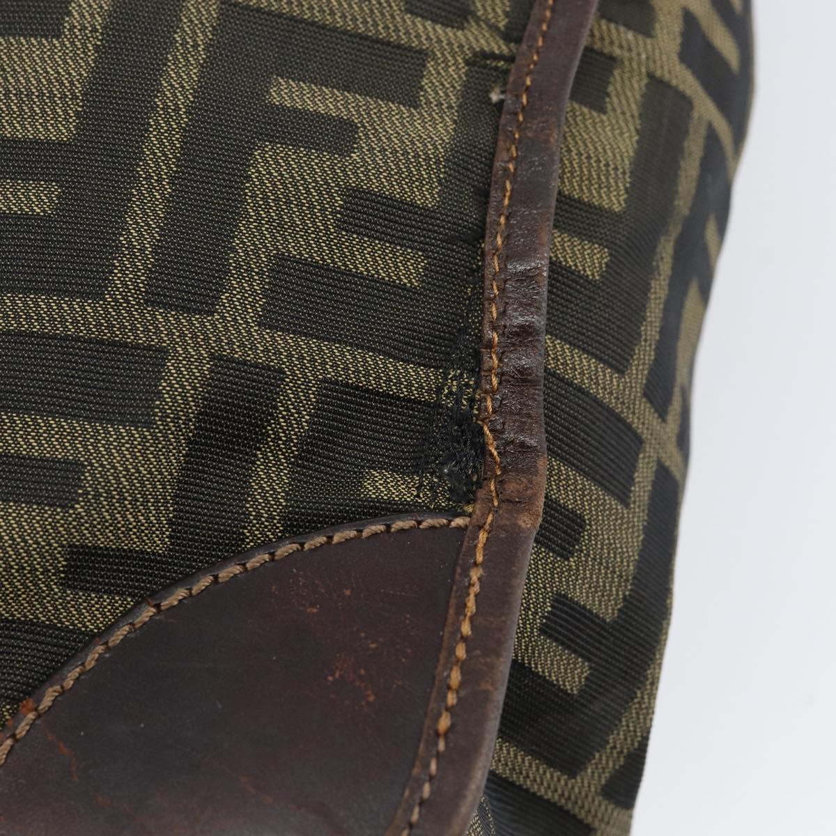 FENDI Zucca Canvas Tote Bag Black Brown Auth bs31385