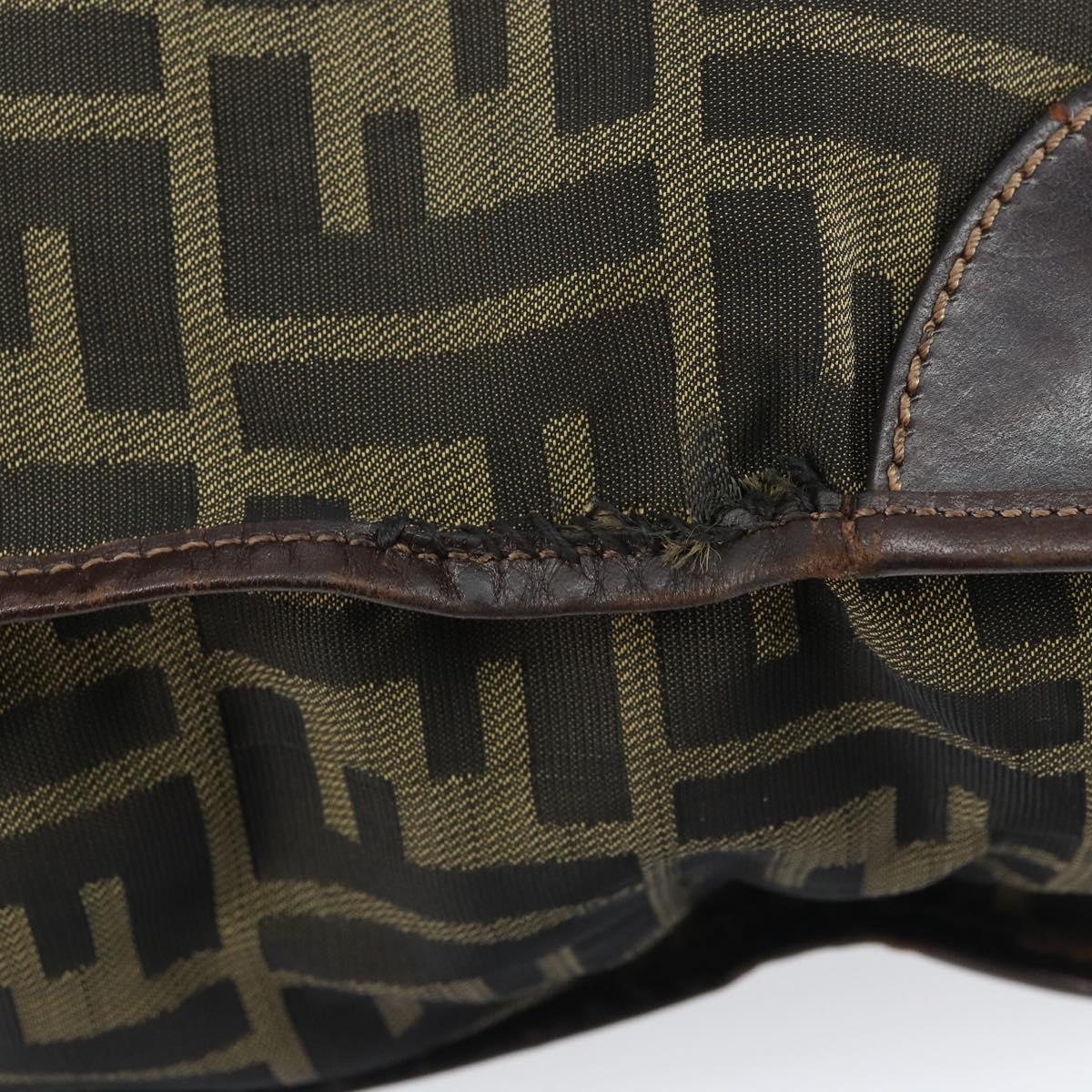 FENDI Zucca Canvas Tote Bag Black Brown Auth bs31385