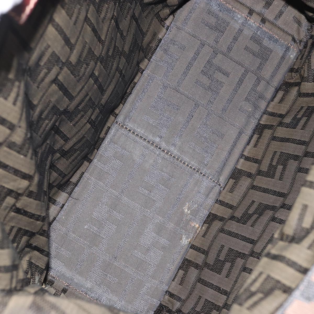 FENDI Zucca Canvas Tote Bag Black Brown Auth bs31385