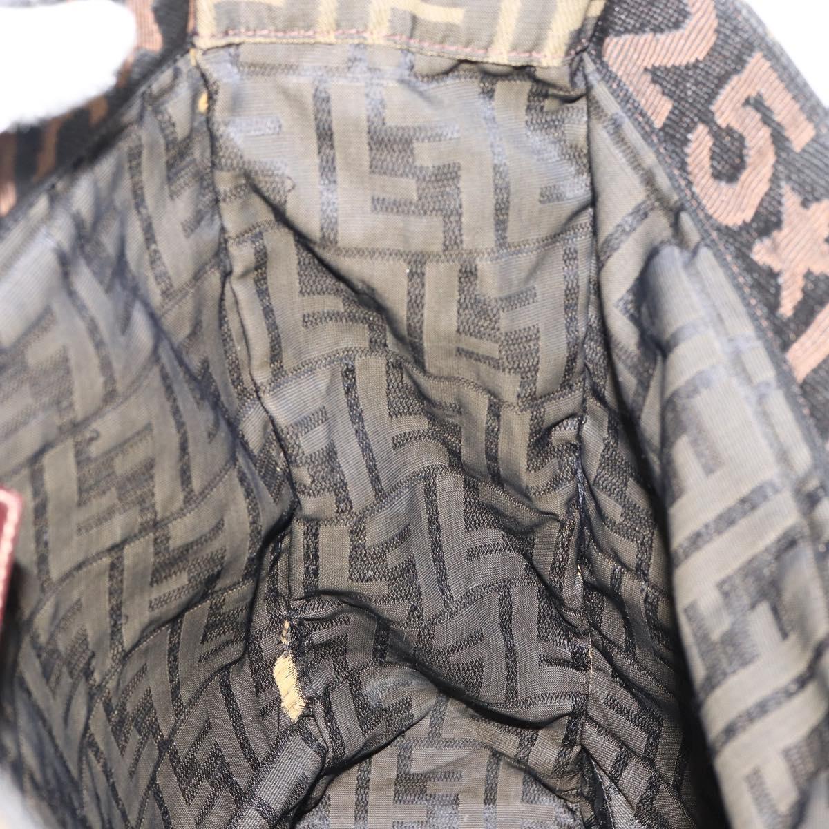 FENDI Zucca Canvas Tote Bag Black Brown Auth bs31385