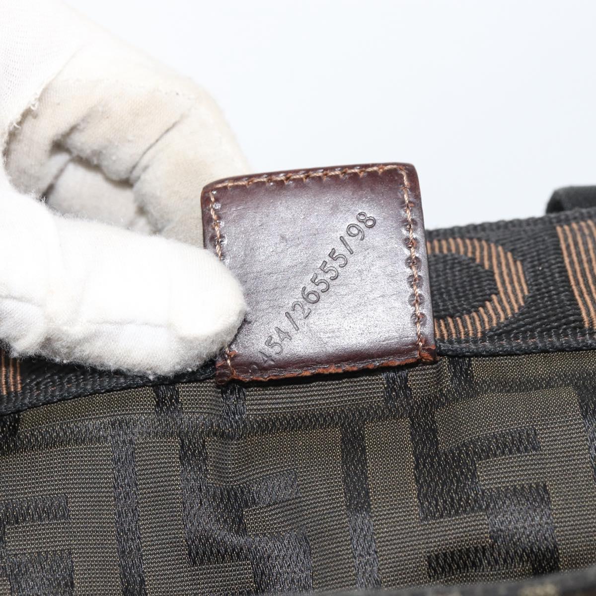 FENDI Zucca Canvas Tote Bag Black Brown Auth bs31385