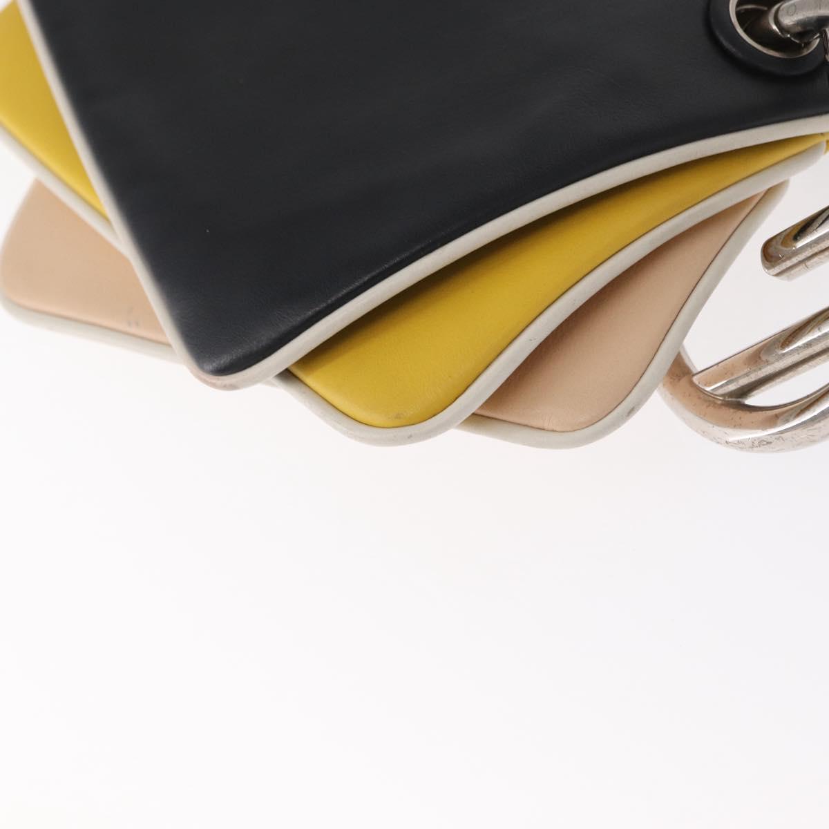 FENDI Triplet Clutch Bag Leather Multicolor Silver Auth bs31387
