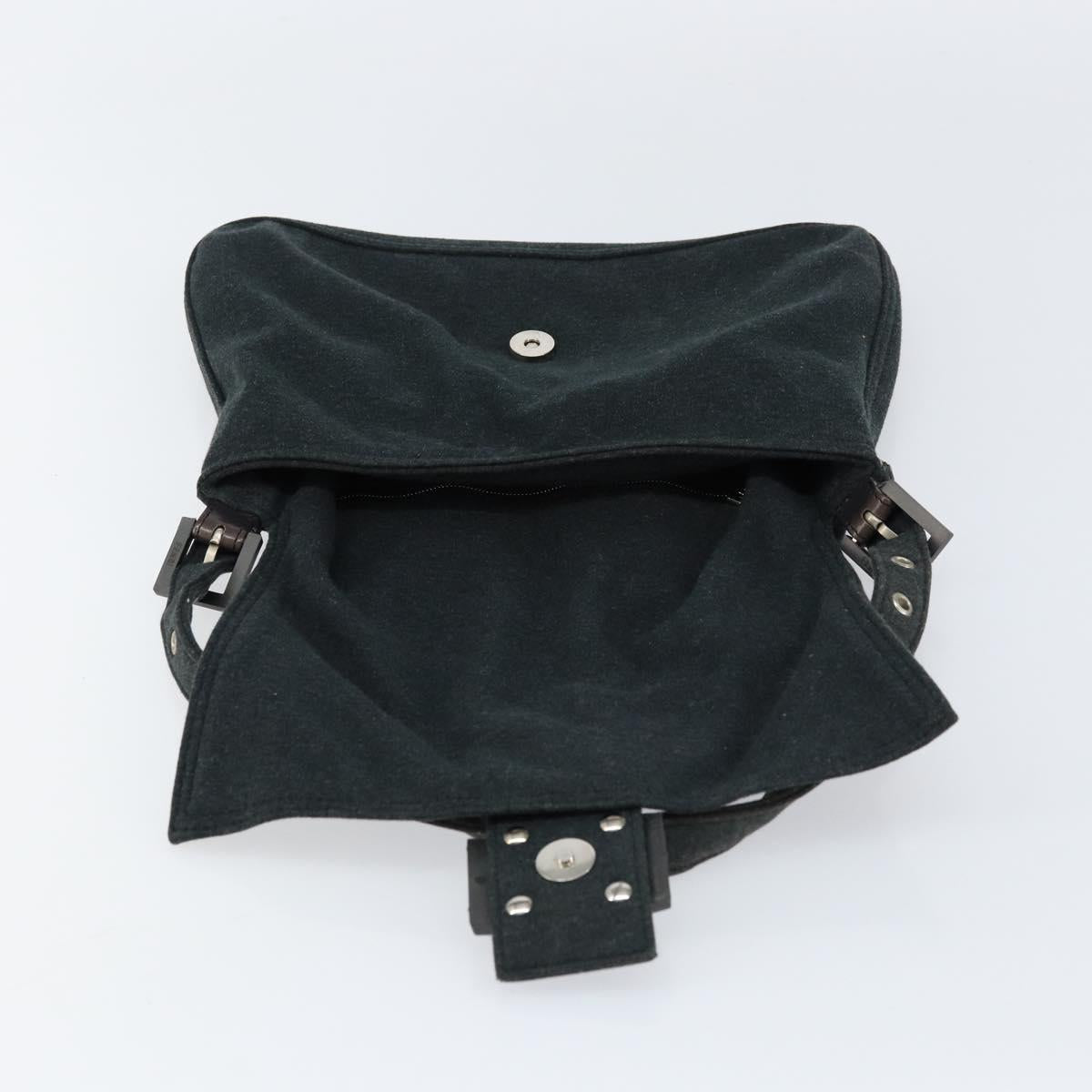 FENDI Mamma Baguette Shoulder Bag Cotton Gray Auth bs31388