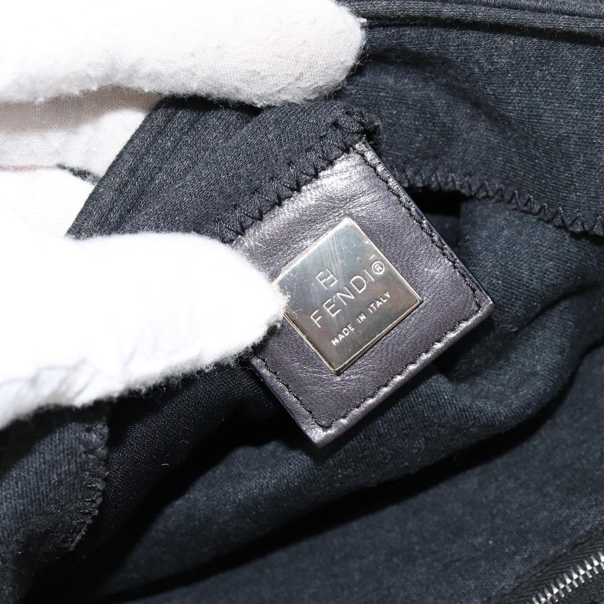 FENDI Mamma Baguette Shoulder Bag Cotton Gray Auth bs31388