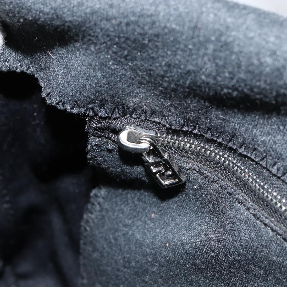 FENDI Mamma Baguette Shoulder Bag Cotton Gray Auth bs31388