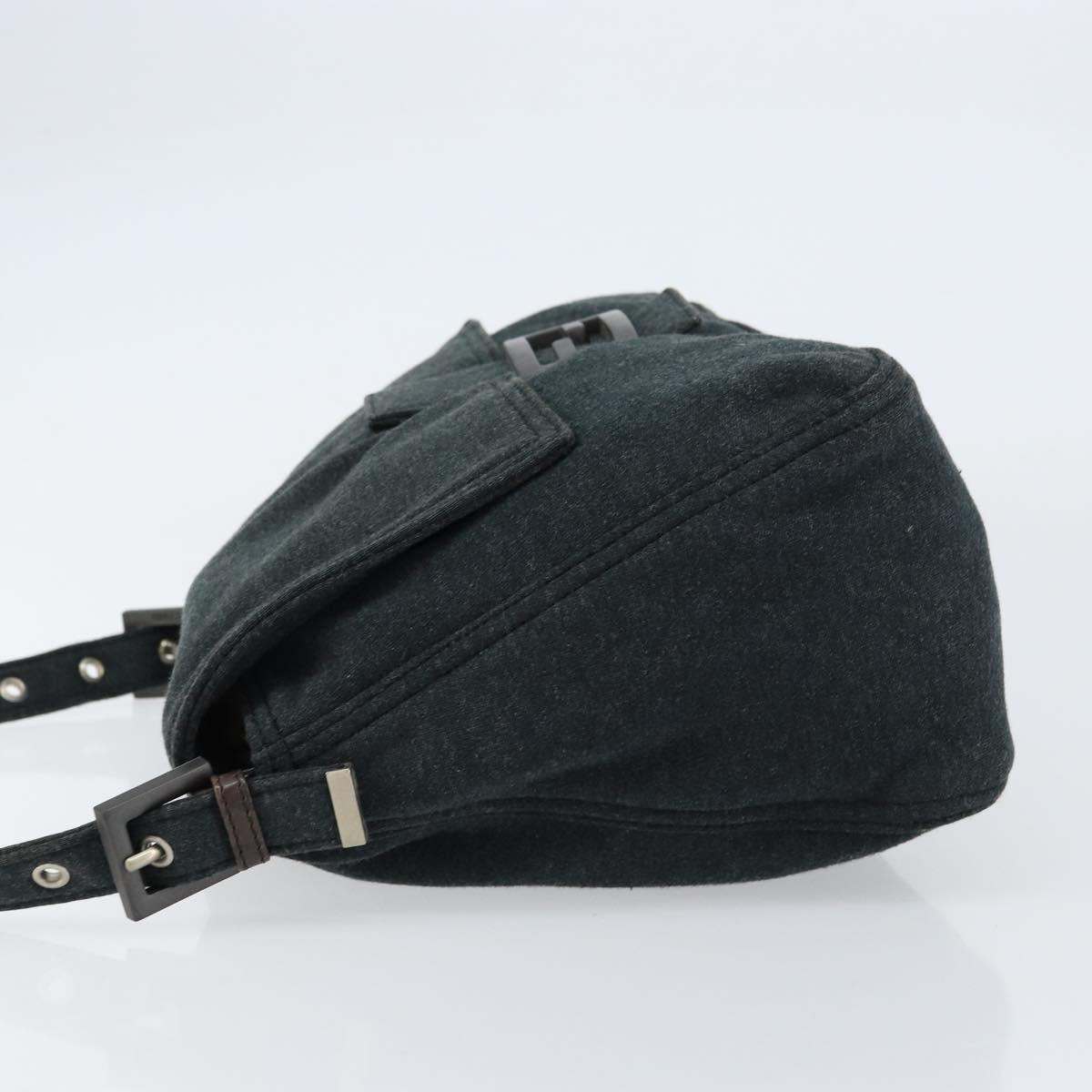 FENDI Mamma Baguette Shoulder Bag Cotton Gray Auth bs31388