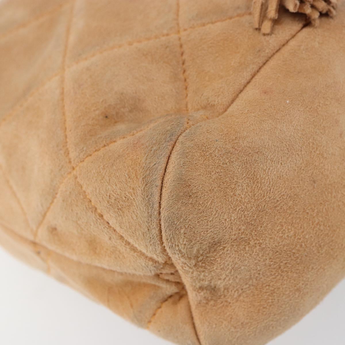 PRADA Chain Shoulder Bag Suede Orange Gold Auth bs31389