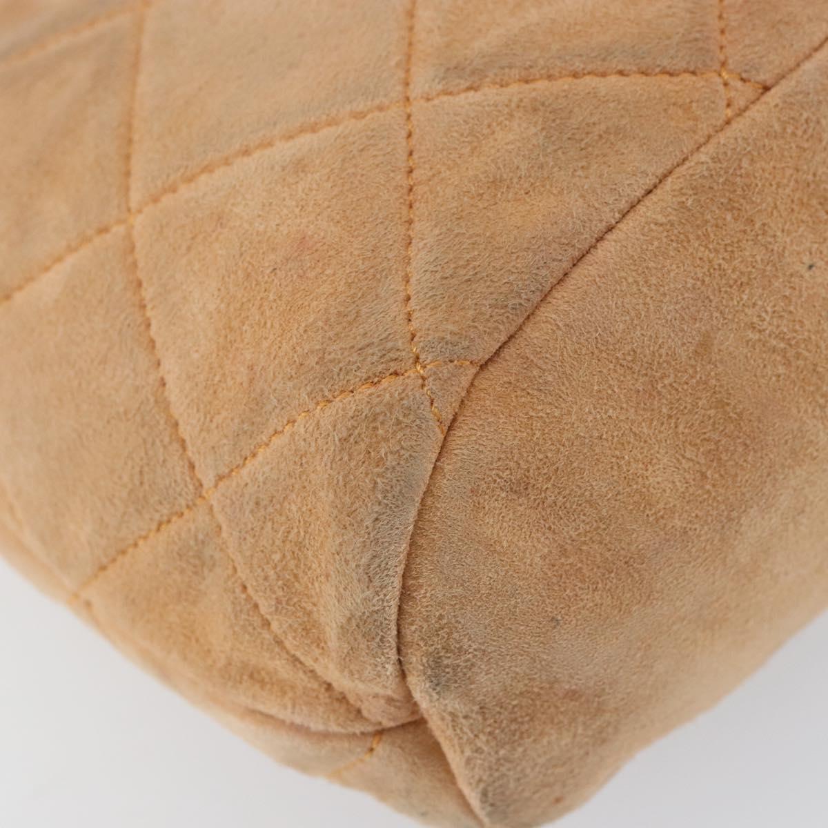 PRADA Chain Shoulder Bag Suede Orange Gold Auth bs31389