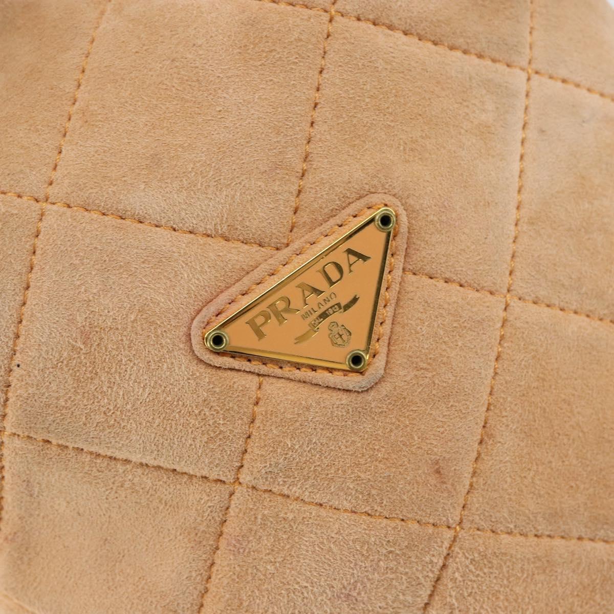 PRADA Chain Shoulder Bag Suede Orange Gold Auth bs31389