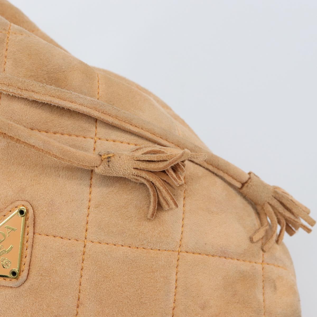 PRADA Chain Shoulder Bag Suede Orange Gold Auth bs31389