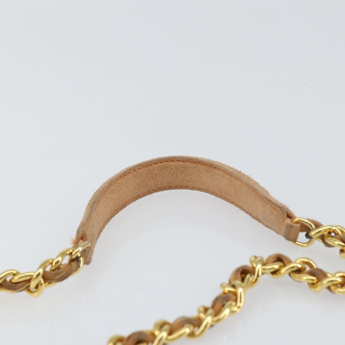 PRADA Chain Shoulder Bag Suede Orange Gold Auth bs31389