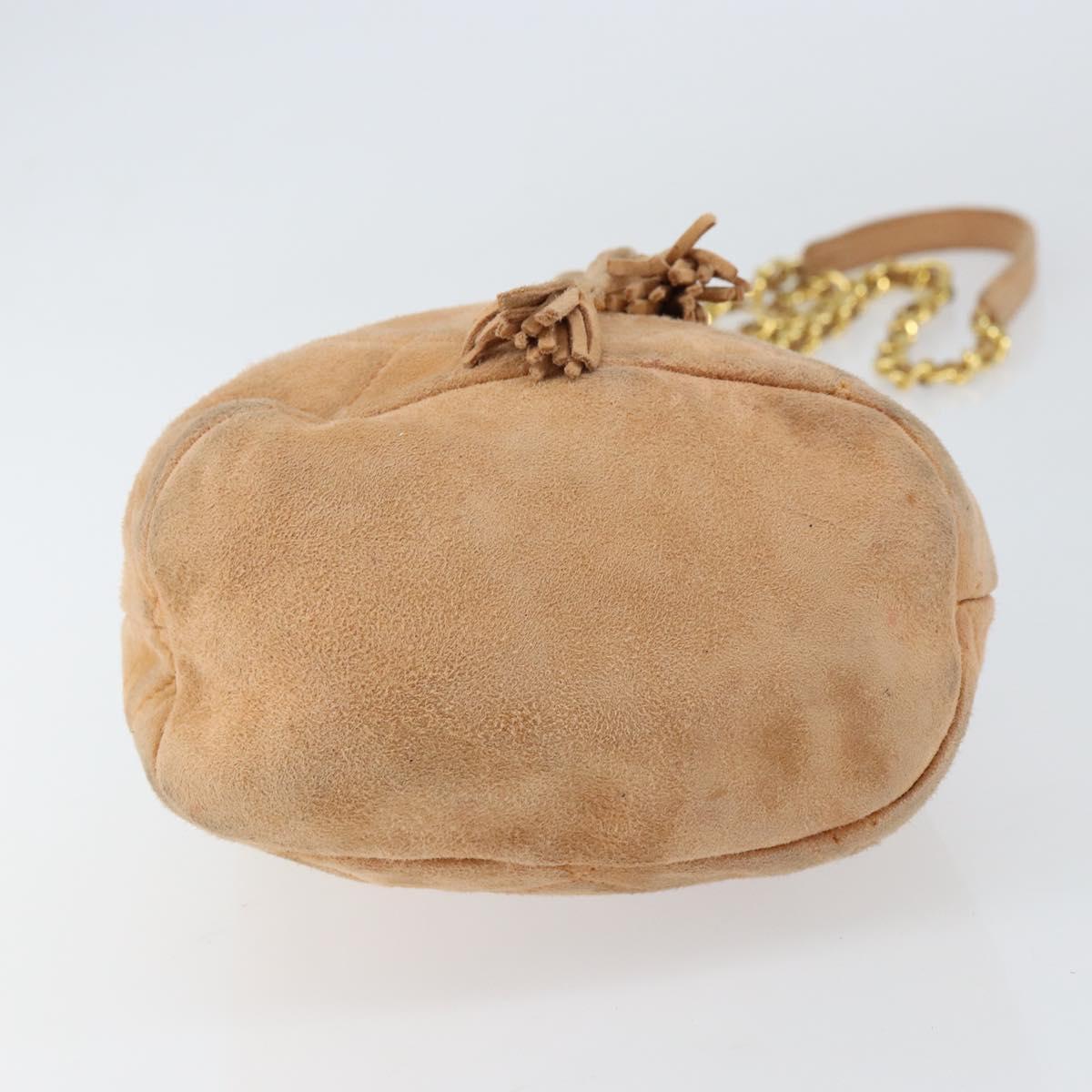 PRADA Chain Shoulder Bag Suede Orange Gold Auth bs31389