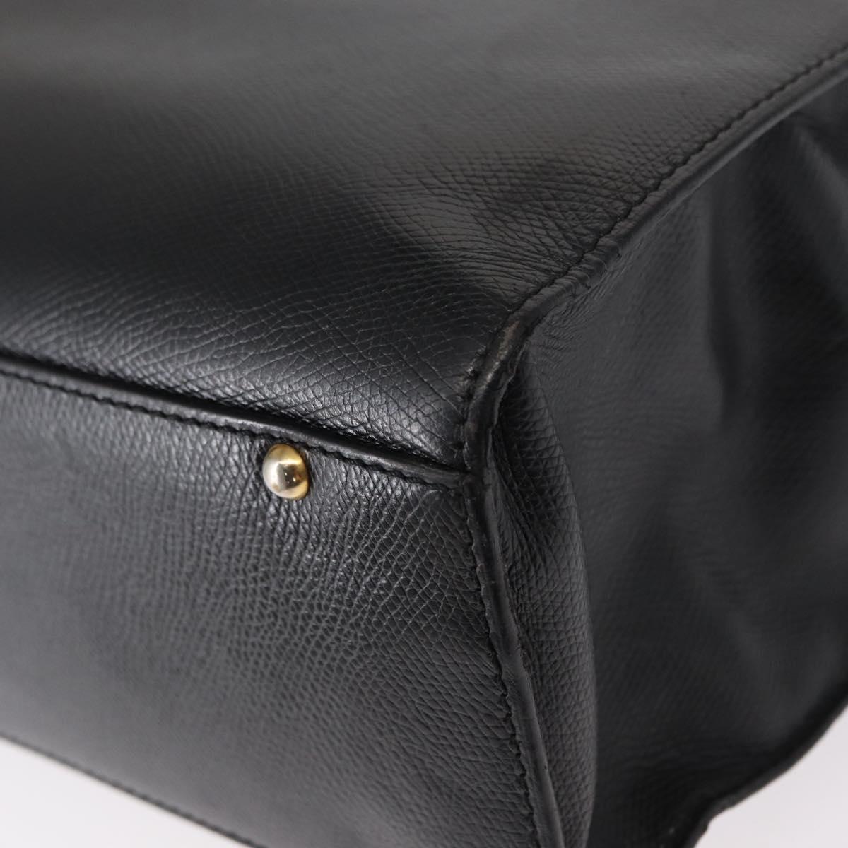 CELINE Tote Bag Leather Black Gold Auth bs31390