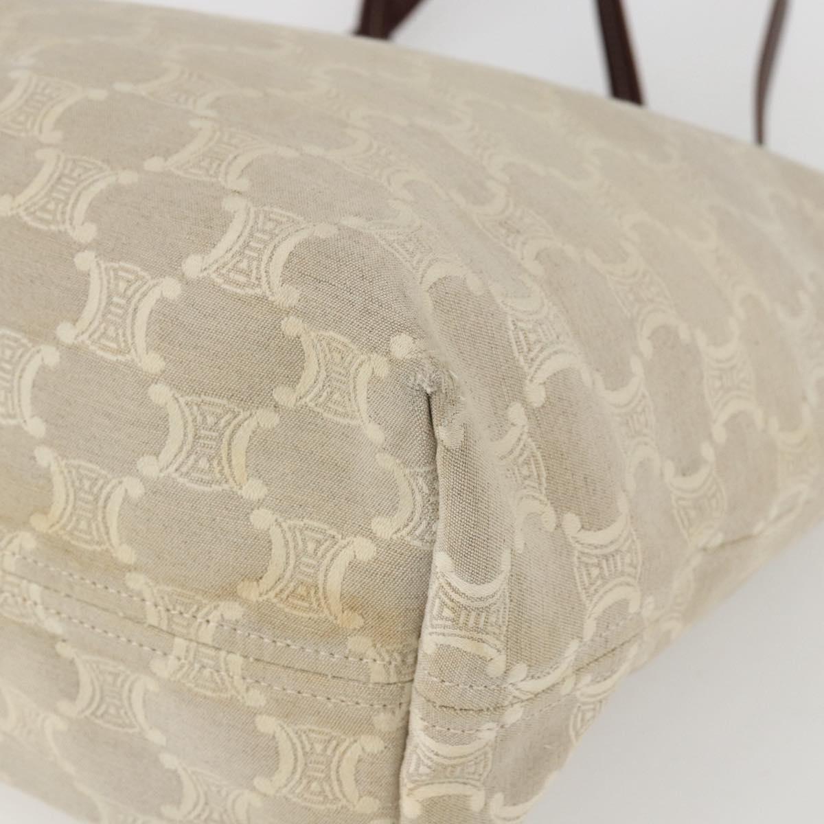 CELINE Triomphe Tote Bag Canvas Beige Auth bs31391