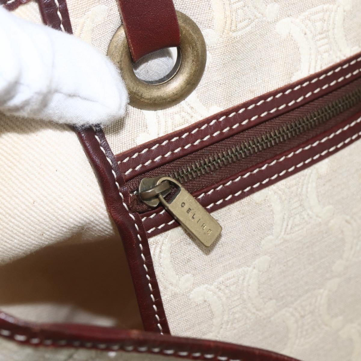 CELINE Triomphe Tote Bag Canvas Beige Auth bs31391