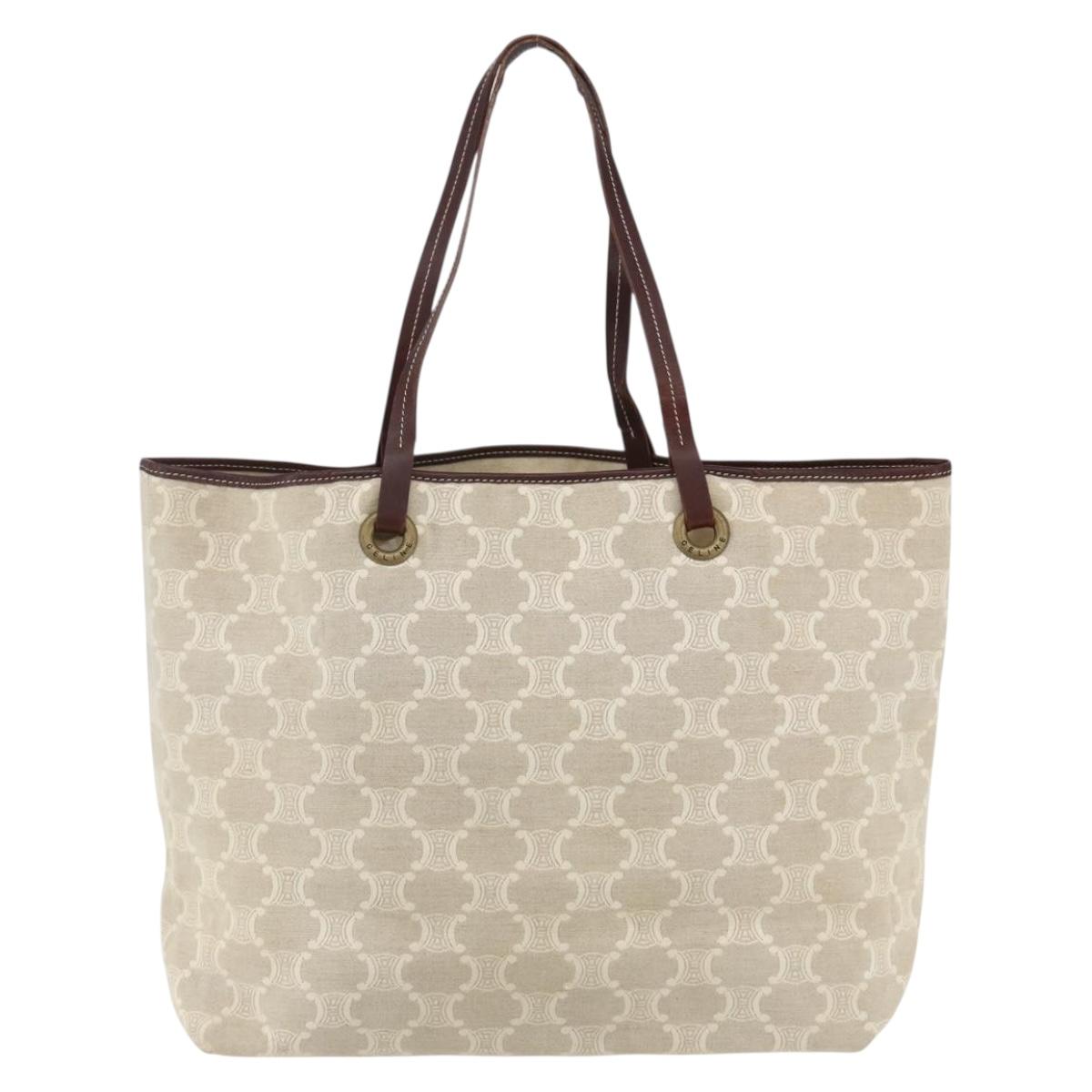 CELINE Triomphe Tote Bag Canvas Beige Auth bs31391