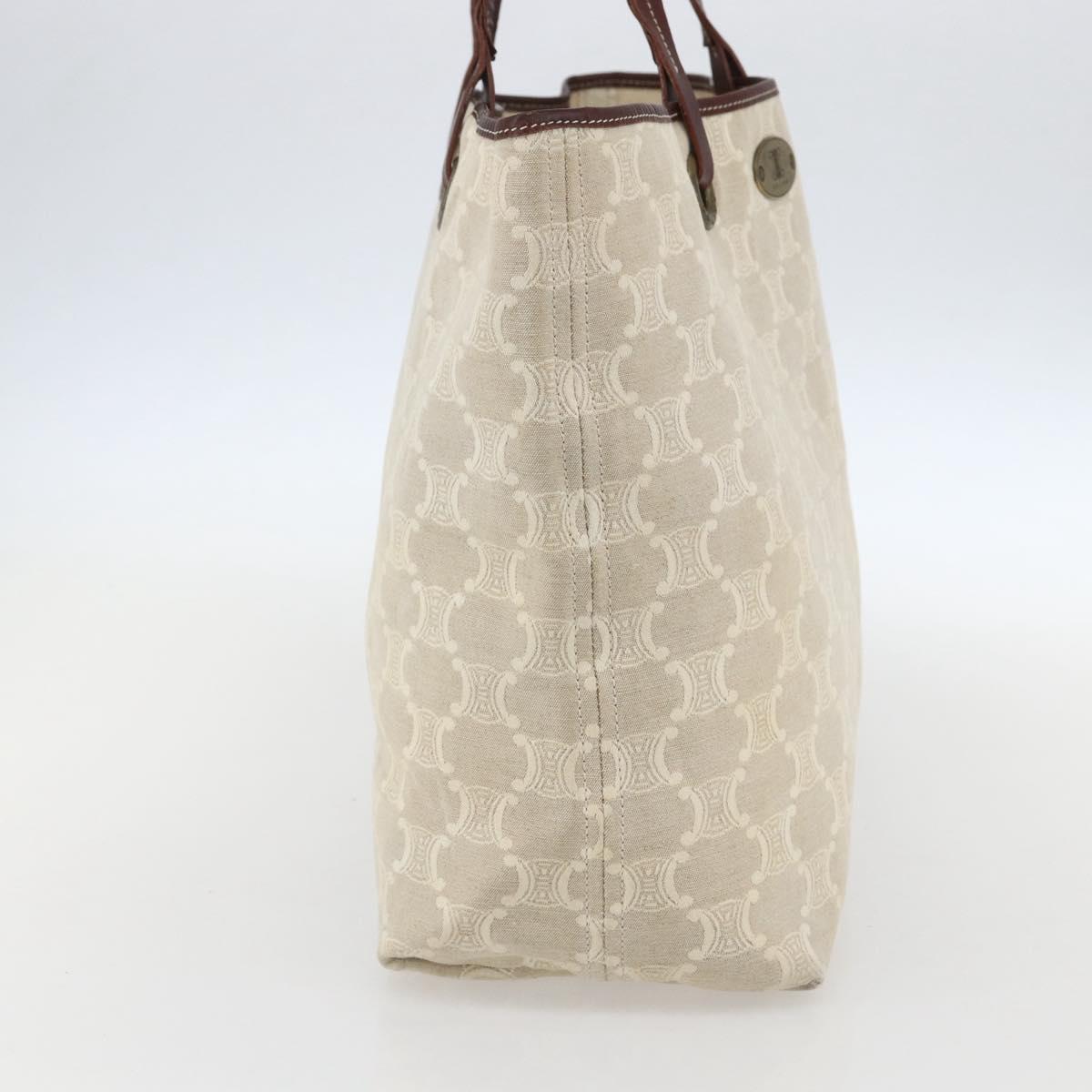 CELINE Triomphe Tote Bag Canvas Beige Auth bs31391